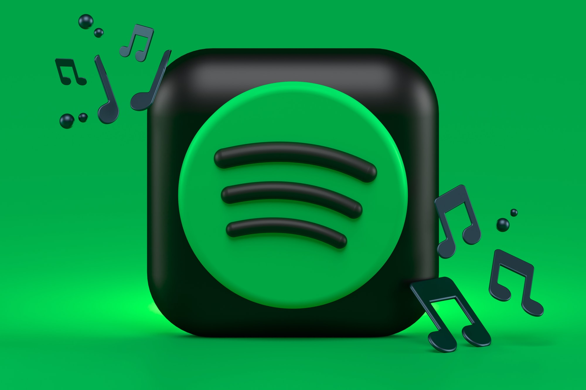 Spotify app icon with music notes against a green background